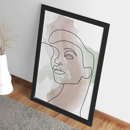 Image of Ritwika's Abstract Wall Art Of Outline Of Women Portrait Water Color Painting | With Frame Perfect For Home and Office Decor | Size 13.5 x 19.5 Inch, Set of 1 (02 - WOMEN)