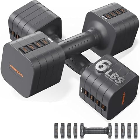 FEIERDUN DB3 5-in-1 Adjustable Dumbbell Set, 6LB/10LB Pair Adjustable Weights for Women at Home,… — $44.99 (10% off)