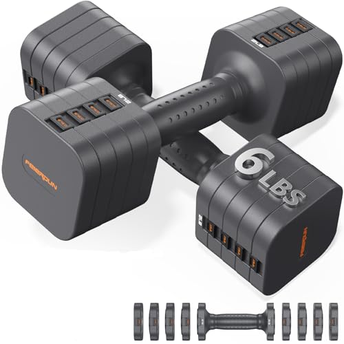 Image of FEIERDUN DB3 5-in-1 Adjustable Dumbbell Set of 2, 12LBS /20LBS Hand Weights for Women, Men, 1s-Adjust Dual-Stable Dumbbell Set for Women Home Gym & Outdoor