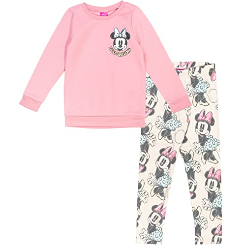 Disney Minnie Mouse Toddler Girls Pullover Sweatshirt & Leggings & Scrunchie Pink/White 2T #TOP7