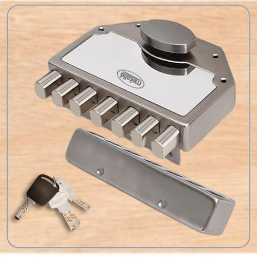 Metallo Plus Septabolt 1CK Deadbolt for Main Door, Suitable for Right and Left Handed Doors, Inside Opening Wooden Door Lock with 4 Reversible Brass Keys (Main Door Locks, Ultra Key)