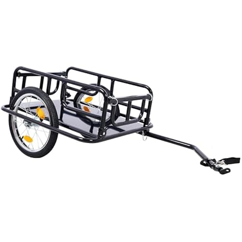 Foldable Bike Cargo Trailer - 110LBS Load Capacity Heavy-Duty Bicycle Trailer Cargo with Universal Hitch | Bike Wagon Cart with 16" Wheels & Reflectors for Shopping Traveling and Carrying Stuff