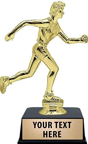 Crown Awards Track and Field Trophies with Custom Engraving, 6" Personalized Female Sprint Trophy On Black Base