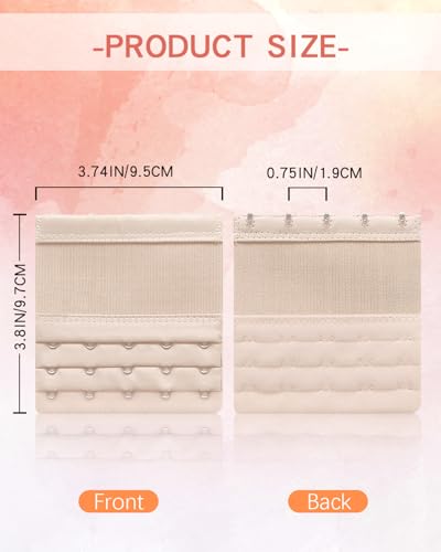 4 PCS Women's Bra Extenders 5 Hooks Soft Stretchy Bra Extension Strap Bra Strap Extender Bra Extenders 5 Hooks Plus Size 3 Rows Elastic Bra Band Hook2
