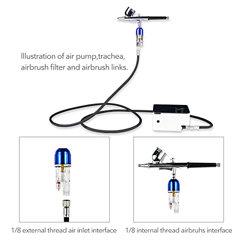 HUBEST in-Line Mini Airbrush Air Filter & Moisture Water Trap, 1/8\" BSP Threads Oil-Water Separator for Spray Gun Hose, Premium Grip Handle for Hobby Model Painting