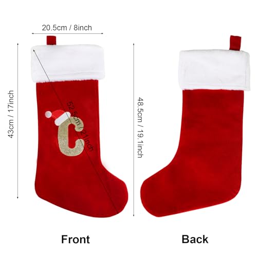 VEYLIN 20 Inch Christmas Stockings with Letters,Plush Christmas Stockings Large Embroidered Stockings Christmas Stockings for Kids/Adult Red Letter(C) - Image 2