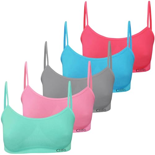 ® 5 Girls Bra Microfiber Sports Bra Underwear X-Back Spaghetti Straps 10-15 Years
