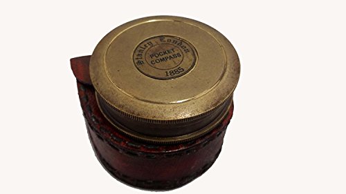 Brújula Antigua de Latón con Estuche de Cuero miniatura 5