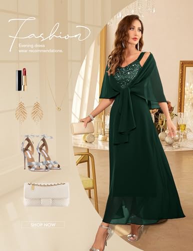 Image of BeryLove Summer Formal Wedding Guest Prom Dresses Sequin Cocktail Evening Lace Elegant Mother of The Bride Dress