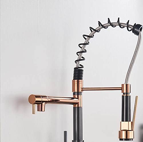 Robinet d'évier de cuisine noir et or rose au design architectural haut de gamme