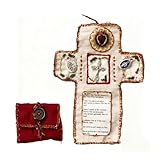 PAEFIU Taschenschrein mit silbernem Kreuz, Taschengebet Gebetsdecke, Tragbares Stoffkreuz zum Gebet, Mini-Reisealtar, Handgefertigte Taschenanbetung für Komfort, Reisen, Tägliche Hingabe, Geschenke