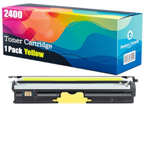 High Yield 2400 171-0589-004 171-0589-005 171-0589-006 171-0589-007 Toner Cartridge Compatible for Konica Minolta Magicolor 2400DL 2400W 2430 Printer, Unleash High-Definition Printing (Yellow)