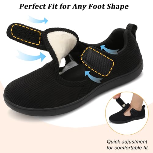 Womens Slippers Soft & Cozy House Bedroom Shoes Comfy Wide Walking Shoes Adjustable Diabetic Bunion Swollen Recovery Indoor Outdoor Slippers3