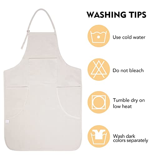Art Basix Apron With 3 Pockets For Women Men Cotton Blended White Apron With Adustable Straps For Kitchen Cooking Bbq Gardening And Painting Craft #TOP4