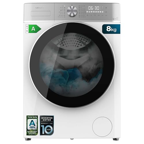 Cecotec Lavadora 8Kg Carga Frontal Bolero DressCode 8800 Inverter A 2000W, 1400 rpm, 16 Programas, Motor Inverter Plus, SteamMax, Carga automática y Display táctil XXL, Clase A, KidLock