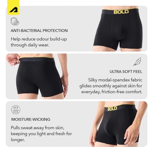 Image of Boldfit Trunk Underwear for Men, Modal Stretch Innerwear, Ultra-Soft Lightweight Boxer Briefs, No-Ride-Up Fit, Open Fly, Moisture-Wicking, Anti-Bacterial, Plush No-Mark Waistband