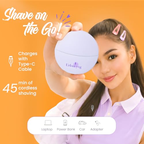 Image of Urban Yog Epilator for Women Full Body | Fuzz Off Mini Electric Trimmer for Woman | Painless Hair Removal | Wet & Dry Use | Pocket-Sized Underarms, Arms, Legs Trimmer | Portable, Rechargeable, Waterproof | 40 Min Runtime