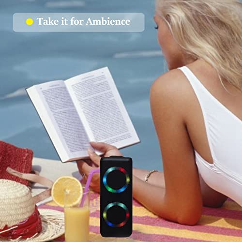 Bluetooth luidspreker 5.0 Dual LED Wireless met RGB LED Lights draagbare luidspreker voor smartphones, tablets / Art Tech Lab, zwart - Afbeelding 8