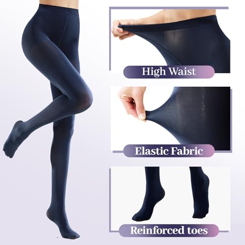 MANZI 2 Pairs Women's Run Resistant Control Top Panty Hose Opaque Tights