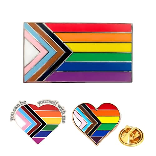 Image of LGBTQ Pins, Heart Rainbow Lapel Pin Brooch Badge for Pride Month Gay, Lesbian, Bi, Trans, Non Flag, LGBTQ+ Accessories for Clothes, Bags and Hats