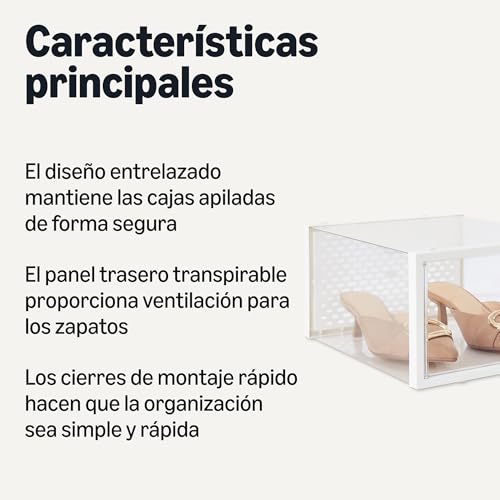 Miniatura 2 de Amazon Basics - Caja Organizadora De Zapatos Apilable Y Plegable, Mediana, Paquete De 12, Transparente