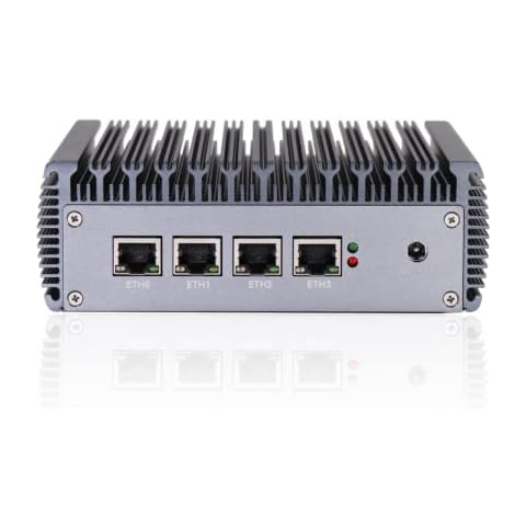 Fanless Pf-sense Mini PC 4 Lan i225 2.5Gbe NICs,Celeron J4125,8GB DDR4 RAM 128GB mSATA SSD,HDMI,VGA,USB,Wifi,SIM Slot,Small Computer,WatchDog,AES-NI,ESXI,PXE,OPNsense/Windows 10,Firewall Appliance Cover