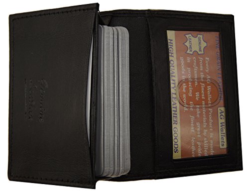 Black Genuine Leather Expandable Credit Card Id Business Card Holder Wallet 020 #TOP27