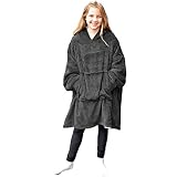 Calidad de Homelevel HOMELEVEL Sherpa - Sudadera de invierno con capucha XL, tamaño grande, para niños, para interior y exterior, antracita, talla única