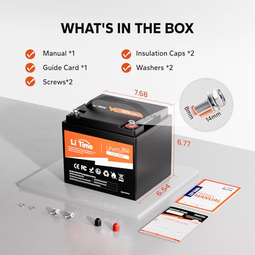 Image of Litime 12V 50Ah LiFePO4 Trolling Motor Battery for Marine RV Solar Camper