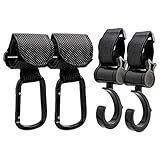 4 Pezzi Ganci Passeggino Universali Macla - Ganci per Passeggino Porta Borse in Alluminio - Portaoggetti Passeggino con Chiusura Regolabile in Velcro - Design Elegante e Cuciture Extra Forti