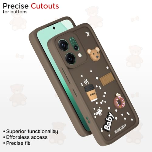 Image of Pikkme Back Cover for Oppo Reno 14 Pro 5G | 3D Cartoon Silicone Case Cute & Fun Full Protective Bumper Cover (Brown)