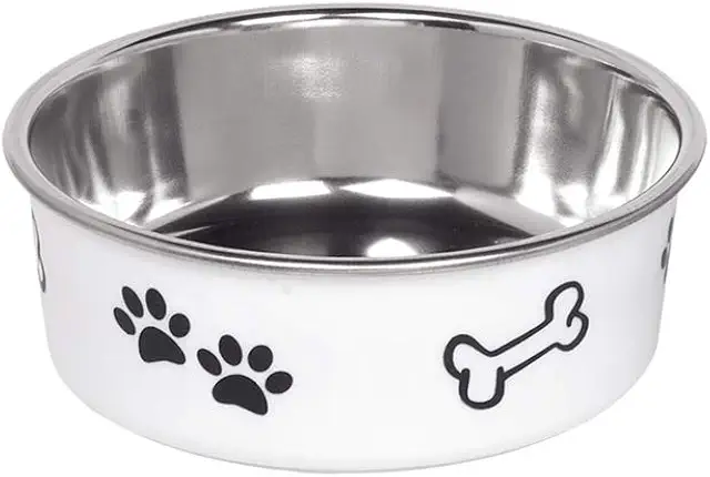 Gamelle en inox antidérapante pour chien Nobby Fusion, blanche 13 cm 0,5 l