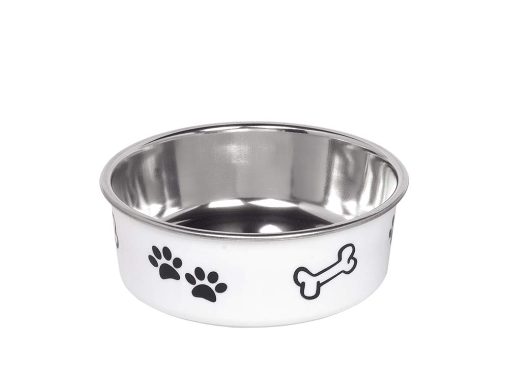 Nobby Fusion Stainless Steel Bowl, Non-Slip, White, 13 cm, 0.5 Litres, Pack of 1