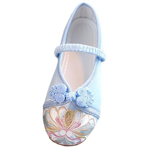 Bestgift Hanfu Shoes Blue Embroidered Cloth Shoes Cover