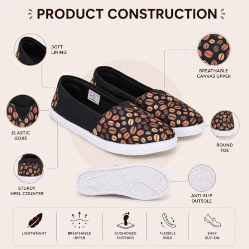 Image of TRASE Women Lightweight Slip-on Bellies | Comfortable Fabric Flats for Everyday Walking | Soft Insole | Flexible Anti-Skid Sole | Casual Printed Shoes