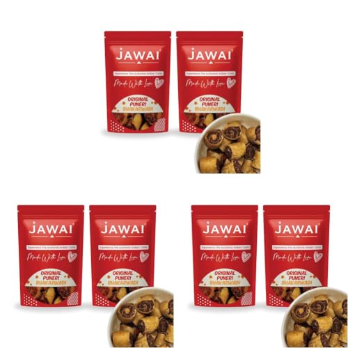 Image of JAWAI ORIGINAL PUNERI BHAKARWADI - Pack of 6 | Big And Crunchy | Munching Snack | Indian Namkeen Nashta | Tradtional Indian Snack (400 Grams)