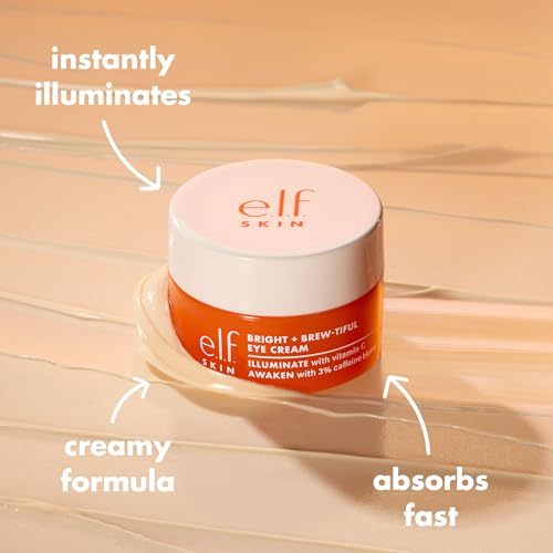 Image of e.l.f. SKIN Bright + Brew-tiful Eye Cream Mini, Helps Brighten Appearance Of Undereye Dark Circles & Repair Puffiness, Vegan & Cruelty-Free