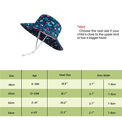 Image of LANGZHEN Sun Protection Hat for Kids Toddler Boys Girls Wide Brim Summer Play Hat Cotton Baby Bucket Hat with Chin Strap