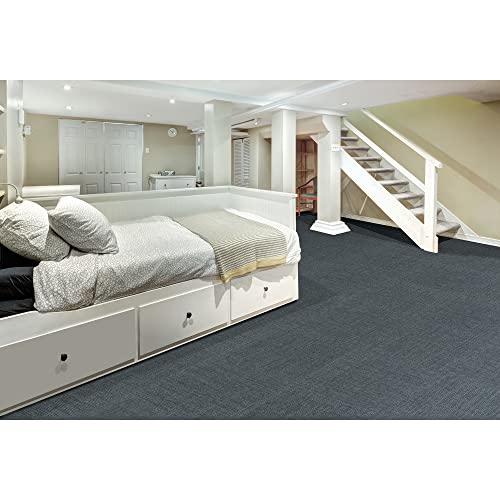 Image of Mohawk Basics 24 inch x 24 inch Berber (Loop pile), 0.09 inch Pile Height, Carpet Tile, PET Fiber, Navy Color, (1 Tile)