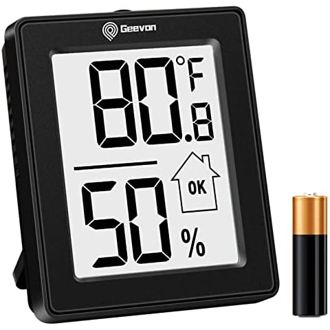 Geevon Digital Thermometer Indoor Hygrometer Humidity Indicator with Battery, Mini Temperature Monitor for Home Office Cover