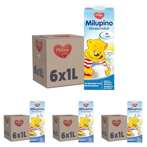 Milupino Kindermilch trinkfertig (6x1L), ab 1 Jahr, für Kleinkinder in der Wachstumsphase (Packung mit 4)