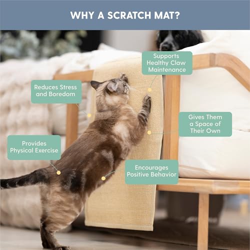Image of The Cat Ladies Cat Scratch Furniture Protector Mat - Couch Protector from Claws - Anti Scratch Furniture Protectors from Cats Scratching - Sisal Scratcher Pad - Beige