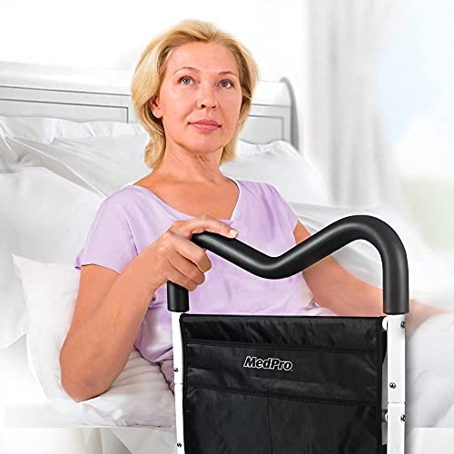 Medpro Mgrip Adjustable Contoured Bed Rail With Multiple Gripping Positions, Contoured Rail With Unique M-Shape For Multiple Gripping Positions, Compact Design, Black/White #TOP2