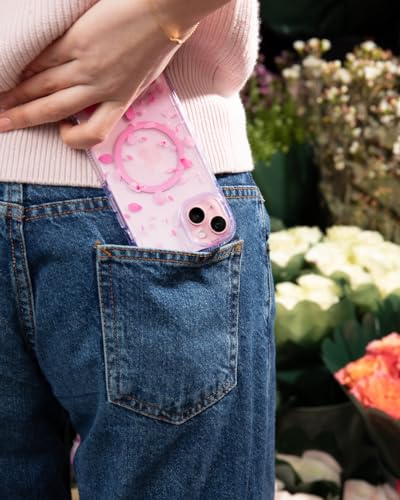 Image of Tech21 FlexQuartz Phone case for iPhone 15 Plus - Compatible with MagSafe - 15x Military Standard Protection - Cherry Blossom Design