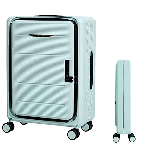 Foldable Suitcase, Front Opening Silent Combination Box, Universal Wheel Boarding Trolley Case, Three-Speed Adjustable Trolley,for Travel, Apricot,Blue-24 in (Green 20 in)