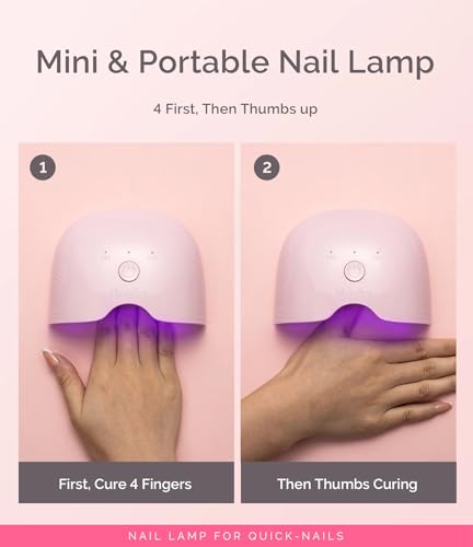 Image of MelodySusie Mini Cordless UV Nail Lamp, P-ART06G Rechargeable Portable LED UV Light with Smart Sensor, 4-Finger Curing for All Soft Gels, Especially Half-Cured Gel, Base Coat & Top Coat, Pink