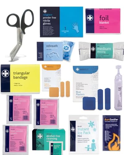 Premium 90 Piece General First Aid Refill - Stocked with Essential First Aid Inc Ice Pack Eyewash Gauze and More.