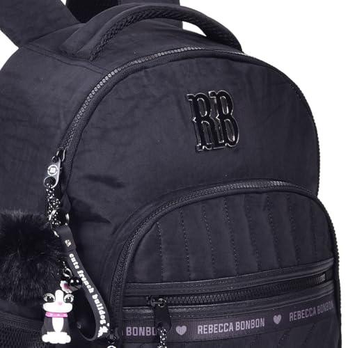Mochila de Costas Rebecca Bonbon RB24514 Preta Com Bolso Antifurto Crinkle