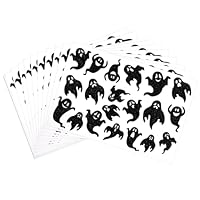 300pcs Halloween Stickers, Self-Adhesive Cute Ghost Shape Stickers, Black Ghost Water Bottle Face Labels for Envelope Invitation Sealing Halloween Party Favors