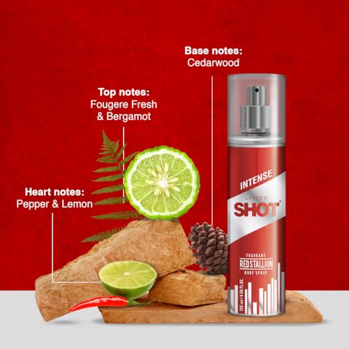 Image of Layer'r Shot Red Stallion Body Spray Combo for Men 135ml Pack of 2 | Long-Lasting Premium Fragrance | Fougere Fresh, Bergamot & Woody Scent| Everyday Perfume | Perfect Deodorant Gift for Him